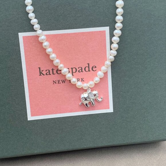 kate spade Jewelry - Kate Spade Natural freshwater pearl elephant pendant pearl necklace